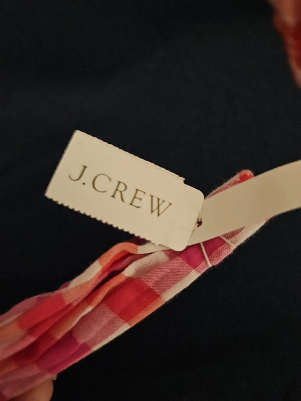 J. Crew Pink, Orange & Cream Plaid Knotted Headband
